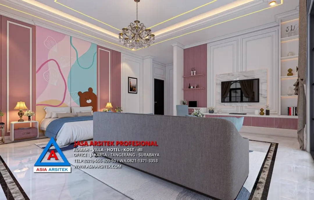 ruang duduk anak Jasa Arsitek Desain Rumah Mewah Mediterania 2 Lantai di Serang