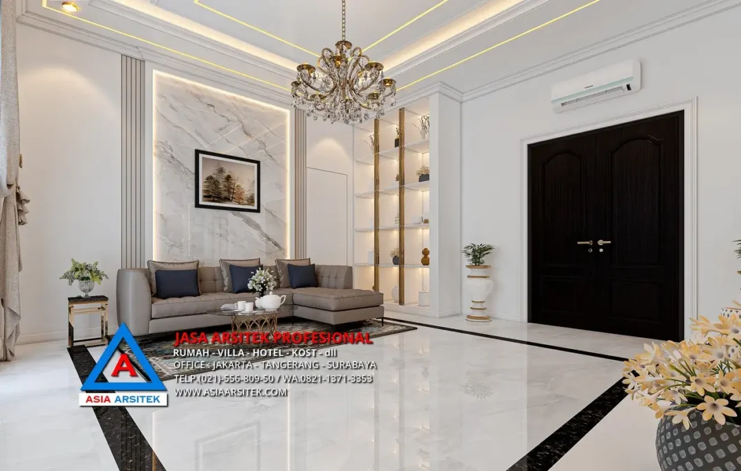 ruang duduk kamar Jasa Arsitek Desain Rumah Mewah Mediterania 2 Lantai di Serang