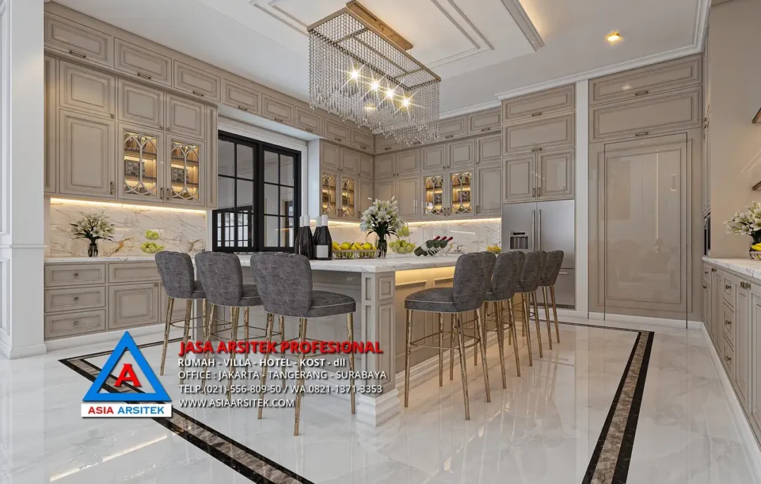 pantry Jasa Arsitek Desain Rumah Mewah Mediterania 2 Lantai di Serang