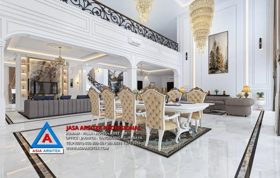 ruang makan Jasa Arsitek Desain Rumah Mewah Mediterania 2 Lantai di Serang
