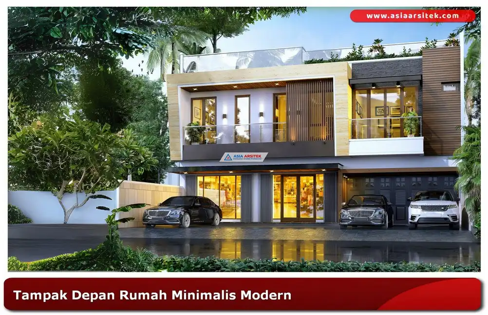 Tampak depan rumah minimalis modern 2 lantai