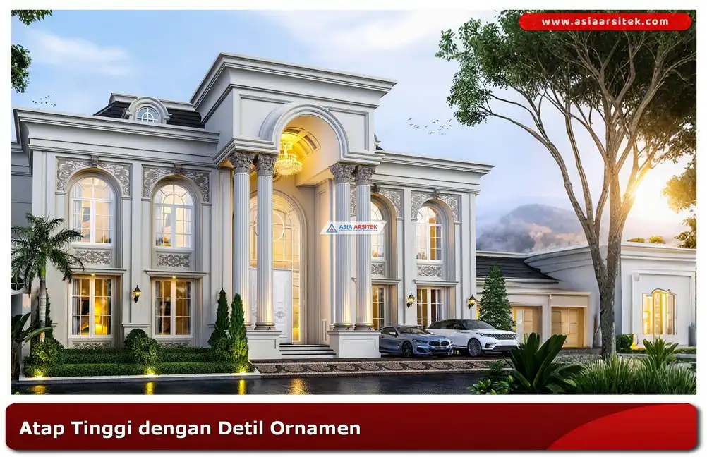 atap tinggi rumah klasik dengan ornamen