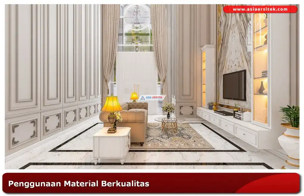 material marmer dan kayu dalam desain rumah klasik minimalis