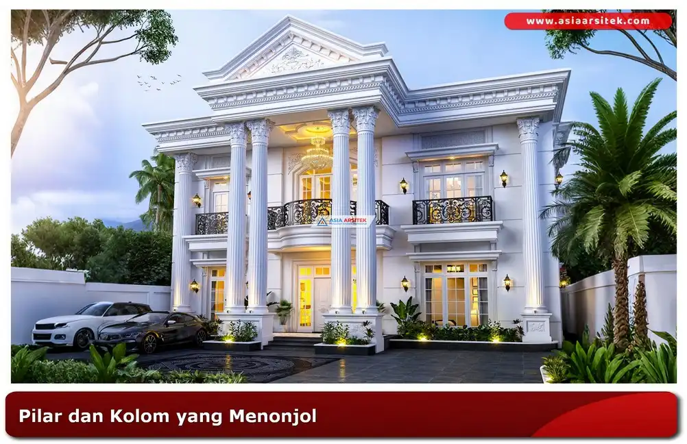 desain rumah klasik dengan pilar besar