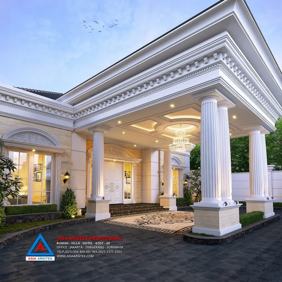 drop off area Jasa Arsitek Desain Rumah Mewah Klasik 1 Lantai di Sulawesi Selatan