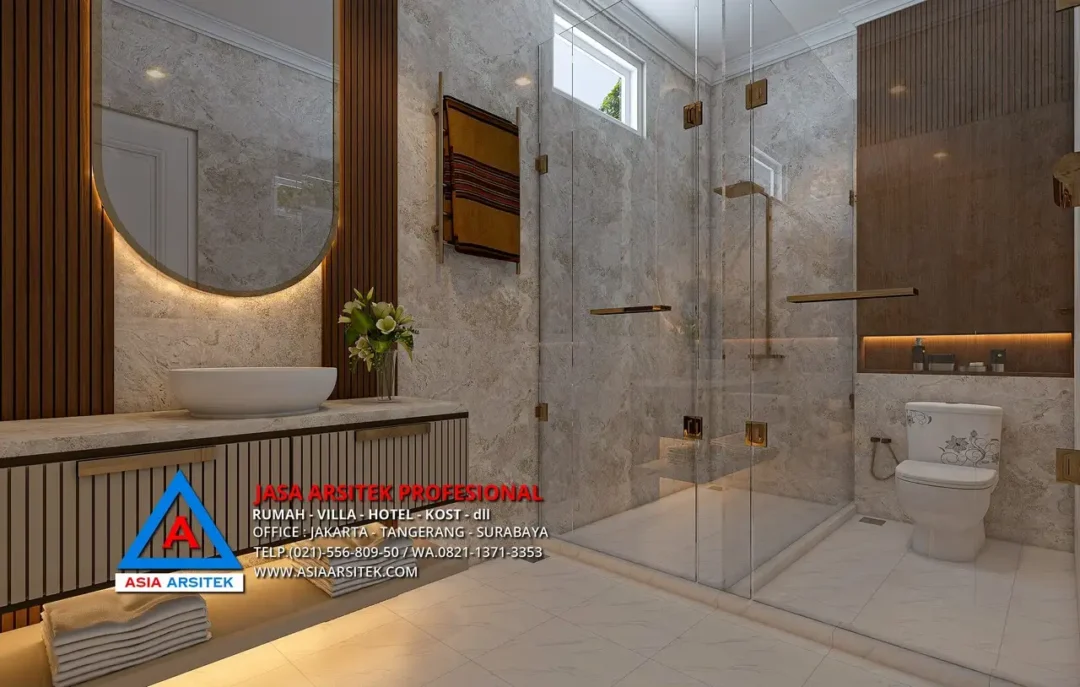 kamar mandi Jasa Arsitek Desain Rumah Mewah Klasik 1 Lantai di Sulawesi Selatan
