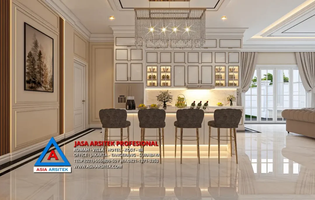 area pantry Jasa Arsitek Desain Rumah Mewah Klasik 1 Lantai di Sulawesi Selatan