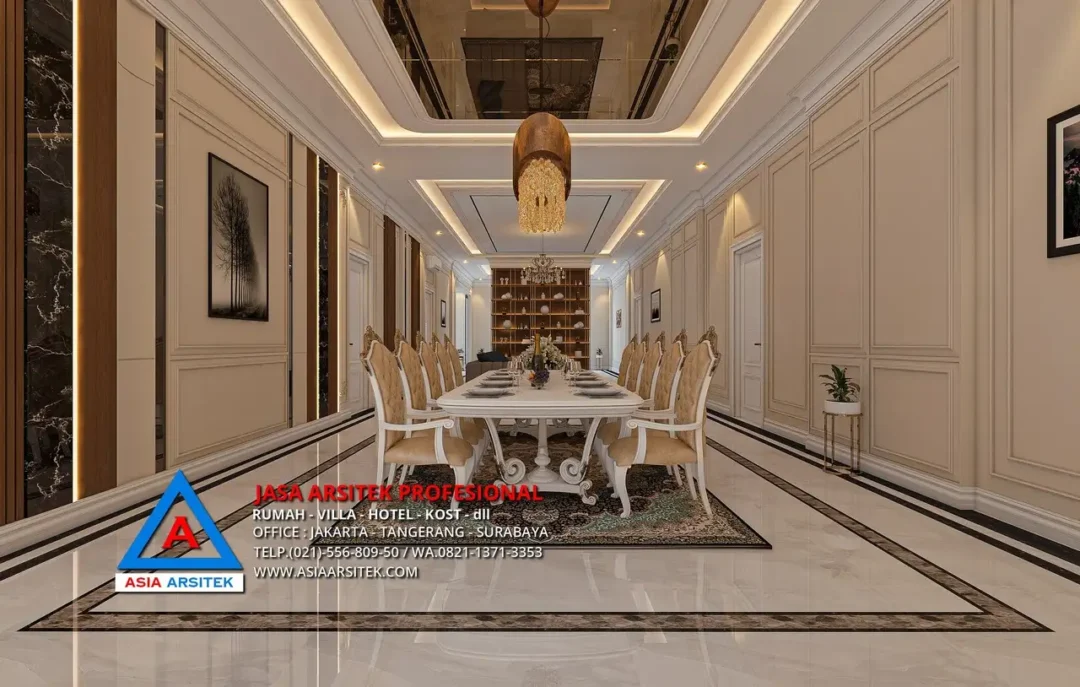 ruang makan Jasa Arsitek Desain Rumah Mewah Klasik 1 Lantai di Sulawesi Selatan