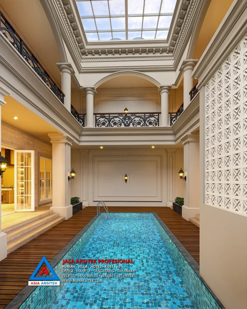 swimming pool Jasa Arsitek Desain Rumah Mewah Klasik 2 Lantai di Tulungagung Jawa Timur