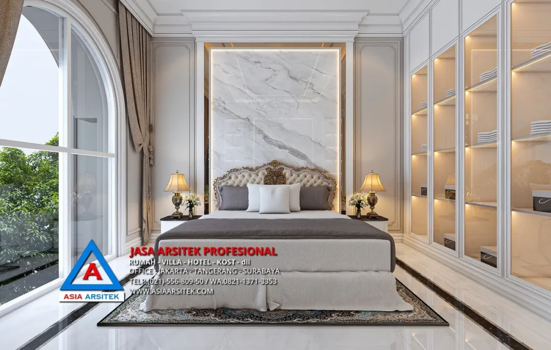 kamar tidur utama Jasa Arsitek Desain Rumah Mewah Klasik 2 Lantai di Tulungagung Jawa Timur, jasa desain rumah, jasa arsitek rumah, jasa desain interior, jasa desain rumah Tulungagung, jasa arsitek rumah Tulungagung, jasa arsitek Tulungagung 