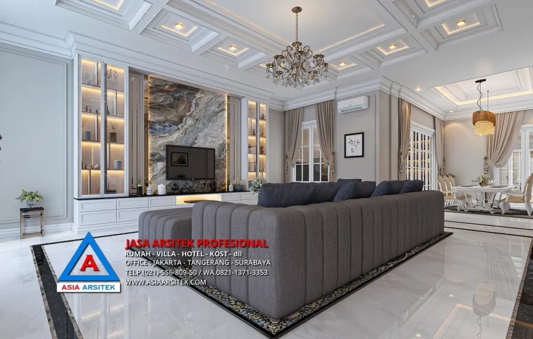 ruang keluarga Jasa Arsitek Desain Rumah Mewah Klasik 2 Lantai di Tulungagung Jawa Timur, jasa desain rumah, jasa arsitek rumah, jasa desain interior, jasa desain rumah Tulungagung, jasa arsitek rumah Tulungagung, jasa arsitek Tulungagung 
