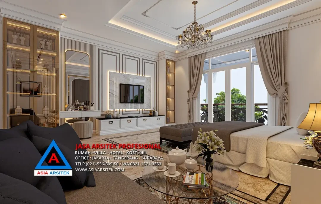 ruang tv kamar Jasa Arsitek Desain Rumah Mewah Klasik di Jambi Sumatera
