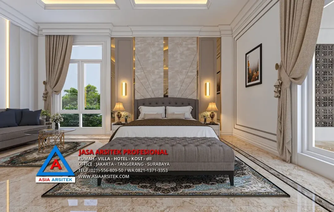 ruang tidur Jasa Arsitek Desain Rumah Mewah Klasik di Jambi Sumatera