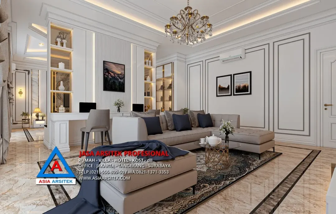 ruang duduk Jasa Arsitek Desain Rumah Mewah Klasik di Jambi Sumatera