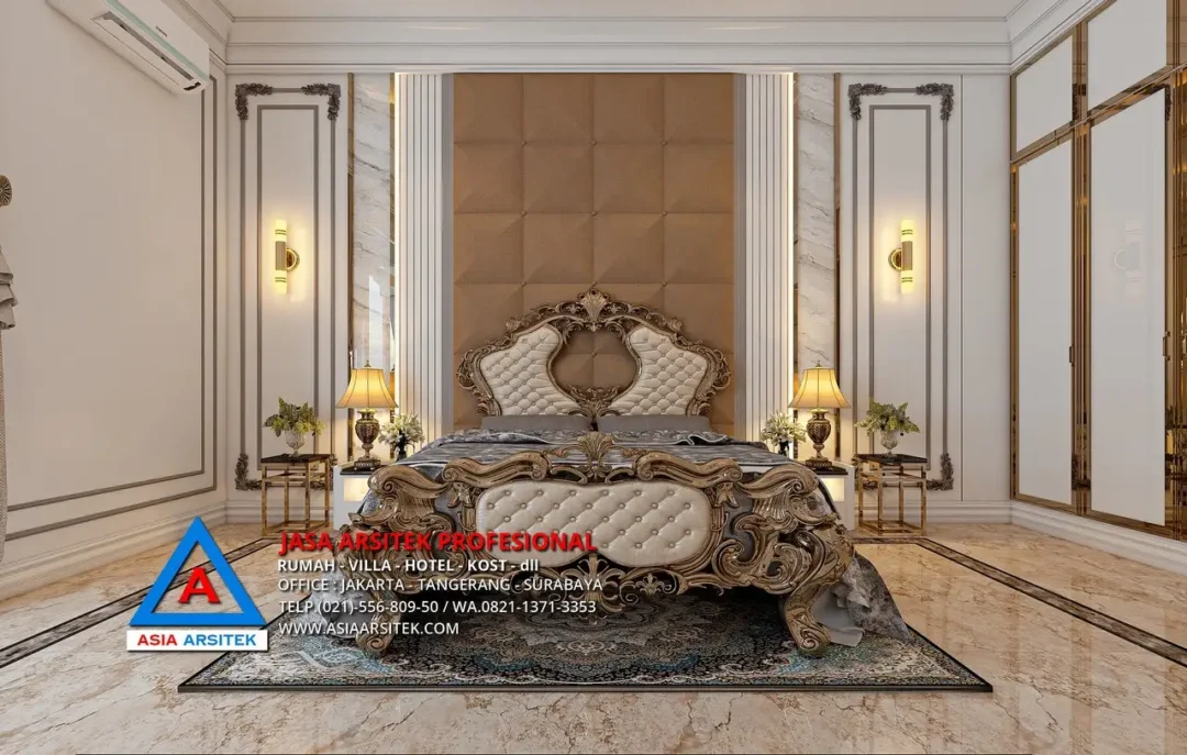 kamar utama Jasa Arsitek Desain Rumah Mewah Klasik di Jambi Sumatera