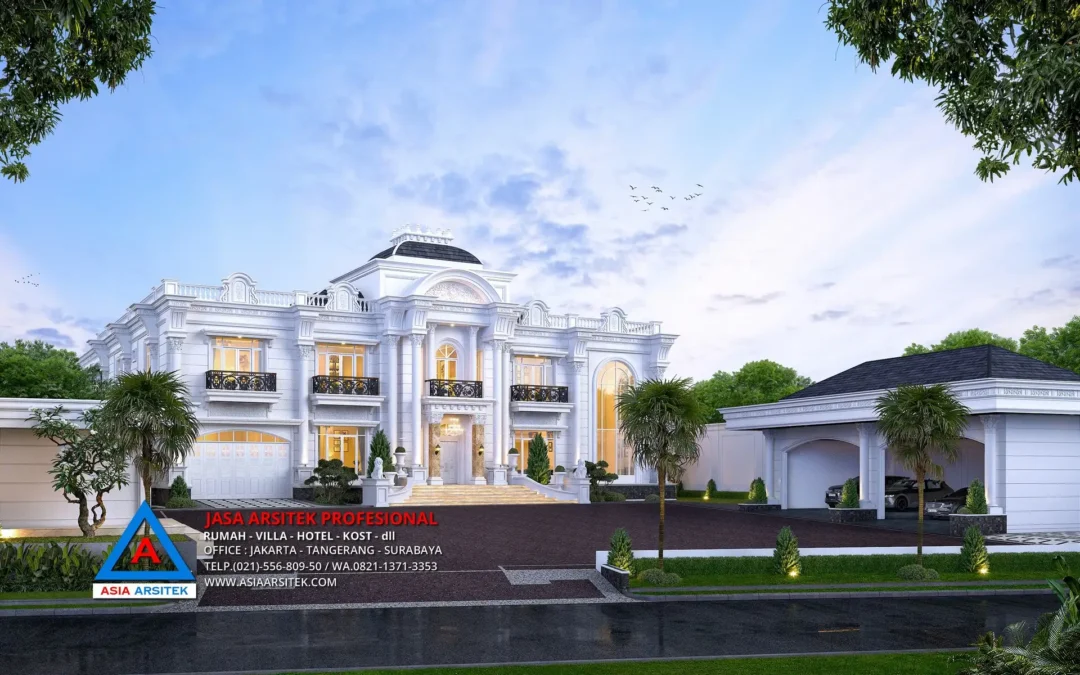 view depan tanpa pagar Jasa Arsitek Desain Rumah Mewah Klasik di Jambi Sumatera