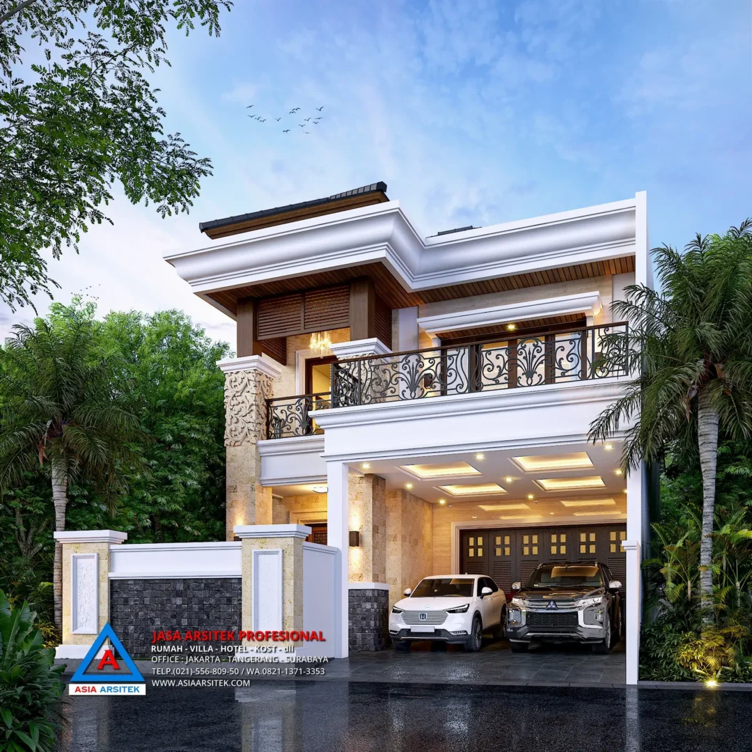 teras Jasa Arsitek Desain Rumah Mewah Tropis 2 Lantai di Bintaro Jakarta Selatan