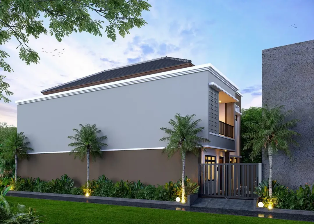 tampak samping Jasa Desain Rumah Kost 2 Lantai di Kulon Progo Yogyakarta