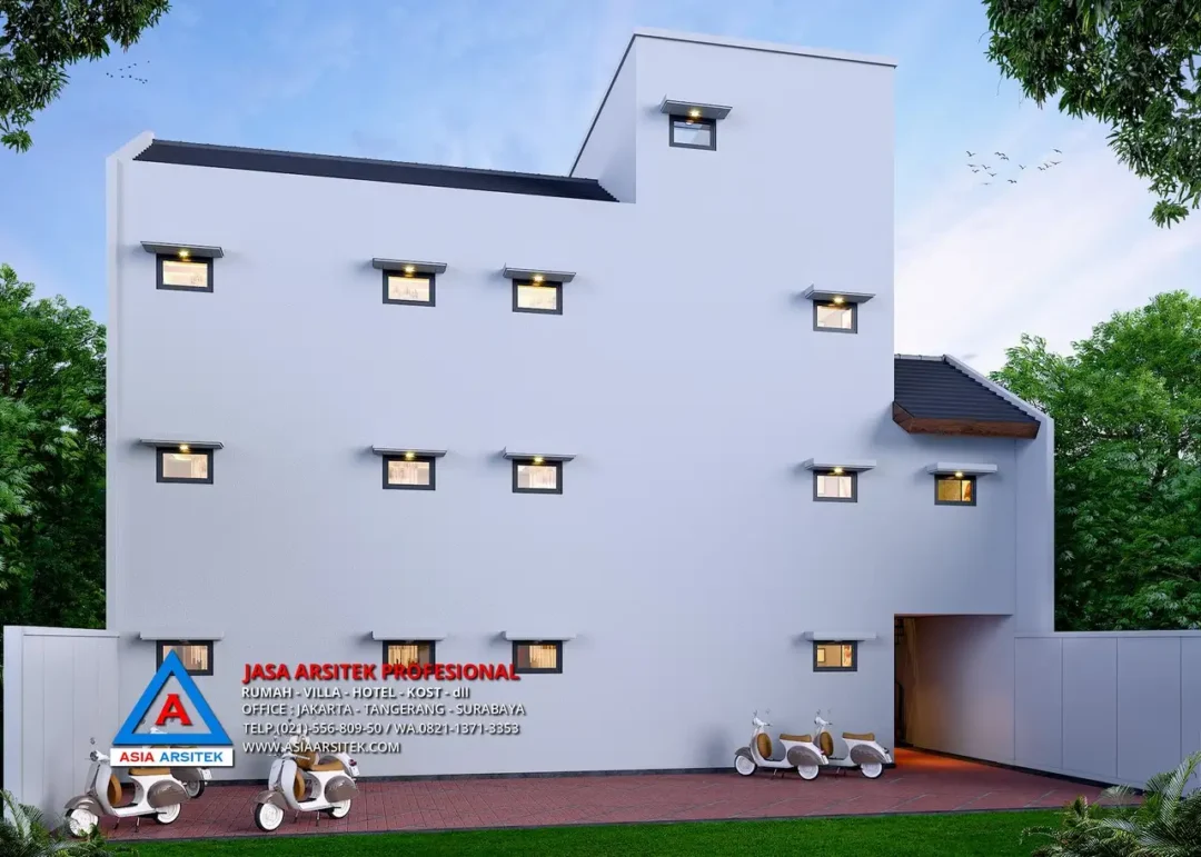 view belakang Jasa Desain Rumah Kost 4 Lantai di Cisauk Tangerang