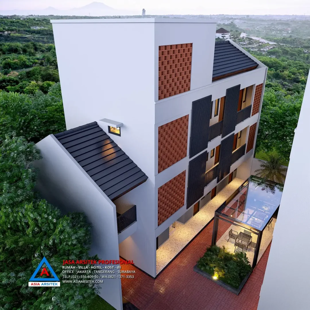 tampak atas Jasa Desain Rumah Kost 4 Lantai di Cisauk Tangerang