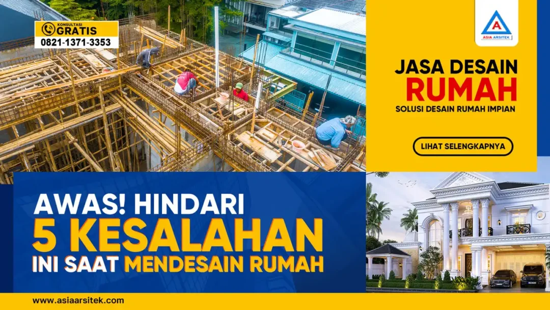 Awas! Hindari 5 Kesalahan Ini Saat Mendesain Rumah – Ilustrasi desain rumah dengan coretan perbaikan, kesalahan tata ruang, dan revisi sketsa akibat kurangnya perencanaan.