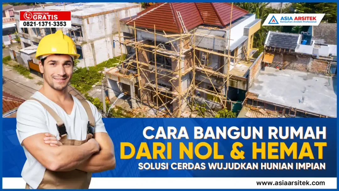 Cara Bangun Rumah Dari Nol dan Hemat Budget – Visual pembangunan rumah dari tahap awal dengan konsep efisien dan strategi penghematan biaya.