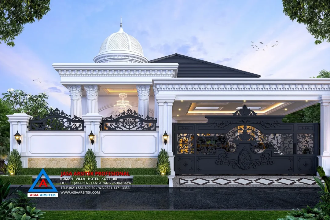 View Depan Jasa Arsitek Desain Rumah Mewah Klasik 1 lantai di Ogan Ilir, jasa desain rumah Ogan Ilir, jasa arsitek rumah Ogan Ilir, jasa arsitek rumah, jasa desain rumah, jasa arsitek Ogan Ilir, jasa desain arsitek Ogan Ilir, Harga jasa desain rumah, Jasa desain Rumah gratis, Jasa Desain Rumah Terdekat, Jasa Desain Rumah dan RAB