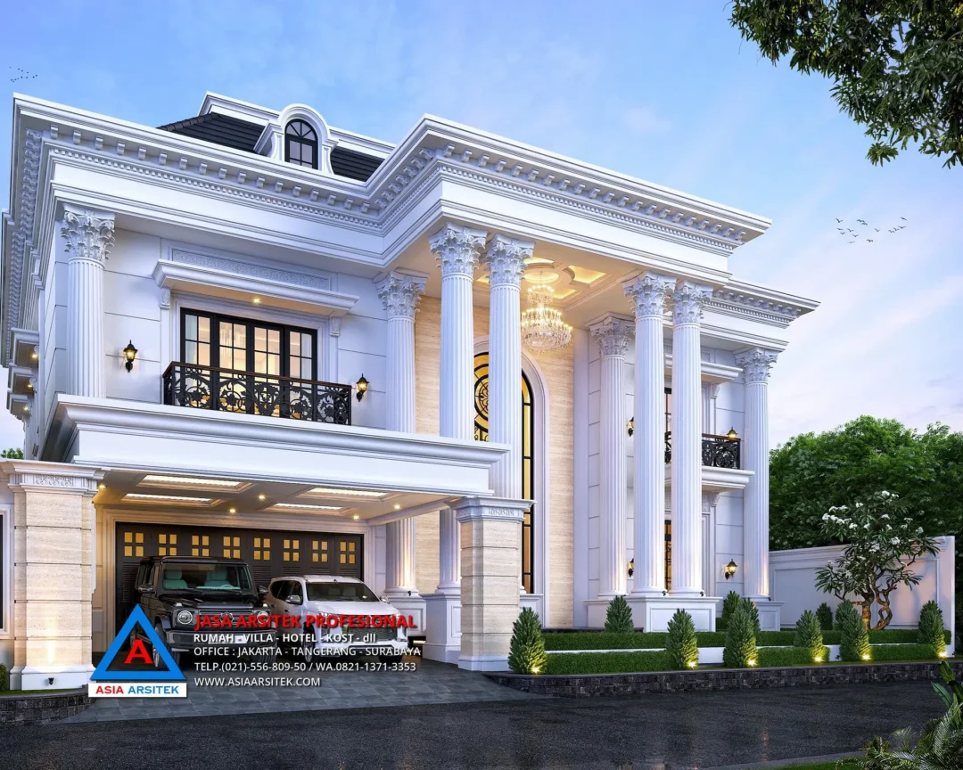 view fasad Jasa Arsitek Desain Rumah Mewah Klasik 3 Lantai di Kelapa Dua Tangerang, jasa desain rumah, jasa arsitek rumah, jasa desain rumah tangerang, jasa arsitek tangerang, jasa arsitek rumah tangerang, jasa desain arsitek
