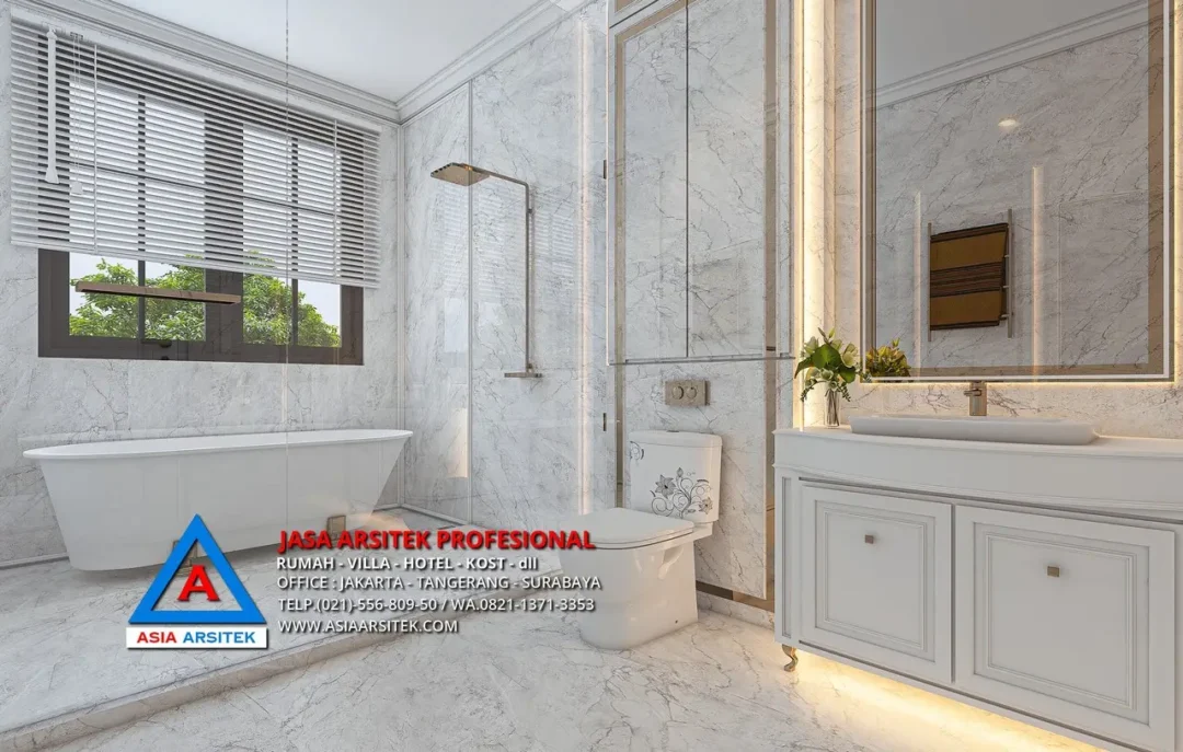 kamar mandi utama Jasa Arsitek Desain Rumah Mewah Klasik 3 Lantai di Kelapa Dua Tangerang, jasa desain rumah, jasa arsitek rumah, jasa desain interior, jasa desain rumah tangerang, jasa arsitek rumah tangerang, jasa arsitek tangerang