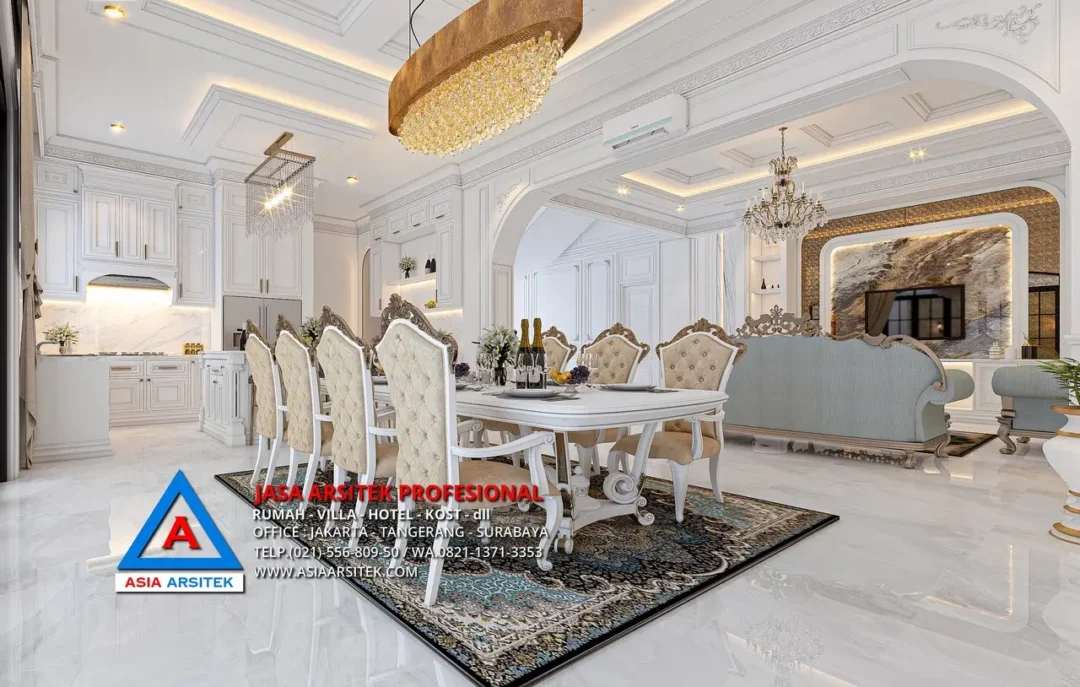 ruang makan Jasa Arsitek Desain Rumah Mewah Klasik 3 Lantai di Kelapa Dua Tangerang, jasa desain rumah, jasa arsitek rumah, jasa desain interior, jasa desain rumah tangerang, jasa arsitek rumah tangerang, jasa arsitek tangerang