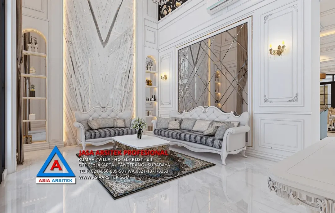 ruang tamu Jasa Arsitek Desain Rumah Mewah Klasik 3 Lantai di Kelapa Dua Tangerang, jasa desain rumah, jasa arsitek rumah, jasa desain interior, jasa desain rumah tangerang, jasa arsitek rumah tangerang, jasa arsitek tangerang