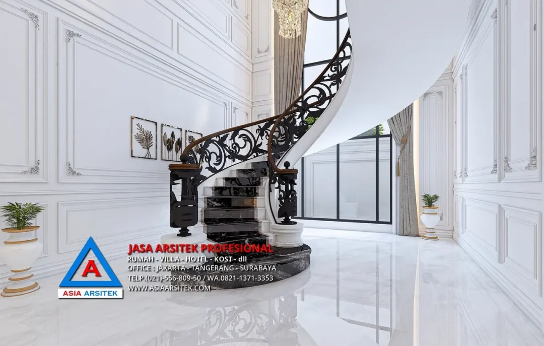 area tangga Jasa Arsitek Desain Rumah Mewah Klasik 3 Lantai di Kelapa Dua Tangerang, jasa desain rumah, jasa arsitek rumah, jasa desain interior, jasa desain rumah tangerang, jasa arsitek rumah tangerang, jasa arsitek tangerang
