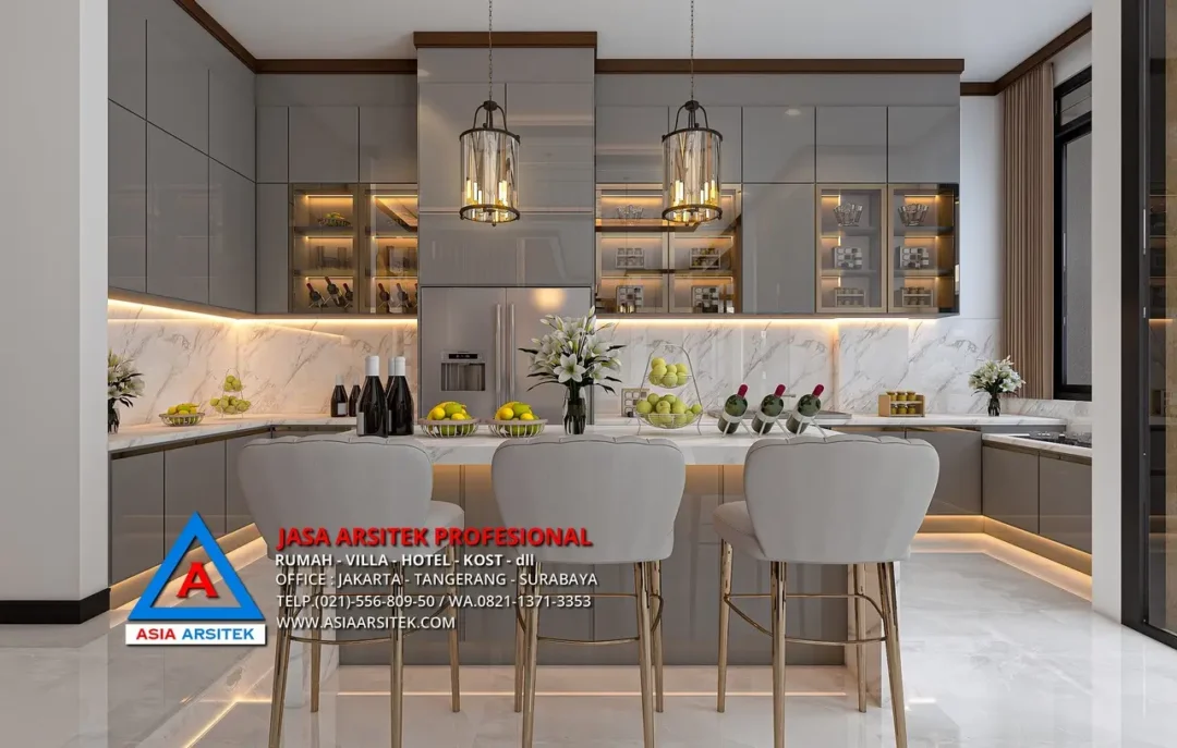 area pantry Jasa Arsitek Desain Rumah Mewah Tropis Modern 2 Lantai di Tambun Selatan Bekasi, jasa desain rumah, jasa arsitek rumah, jasa desain rumah bekasi, jasa arsitek bekasi, jasa arsitek rumah bekasi, jasa desain arsitek