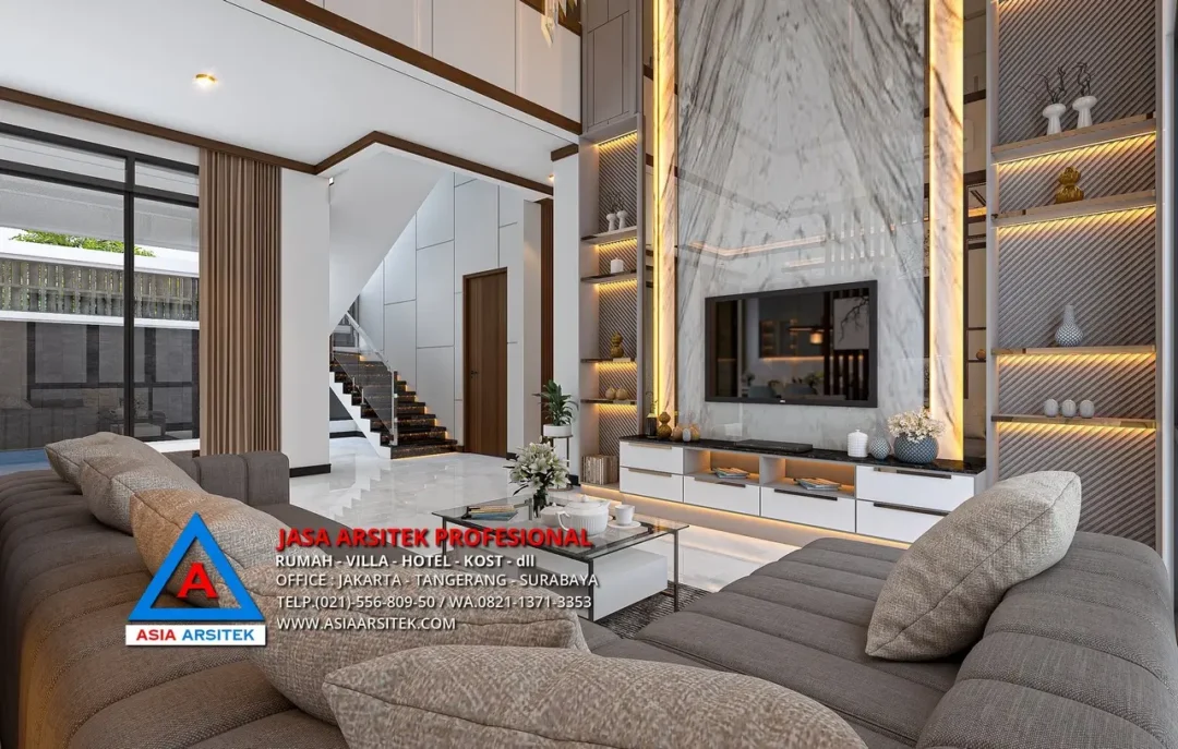 ruang keluarga Jasa Arsitek Desain Rumah Mewah Tropis Modern 2 Lantai di Tambun Selatan Bekasi, jasa desain rumah, jasa arsitek rumah, jasa desain rumah bekasi, jasa arsitek bekasi, jasa arsitek rumah bekasi, jasa desain arsitek