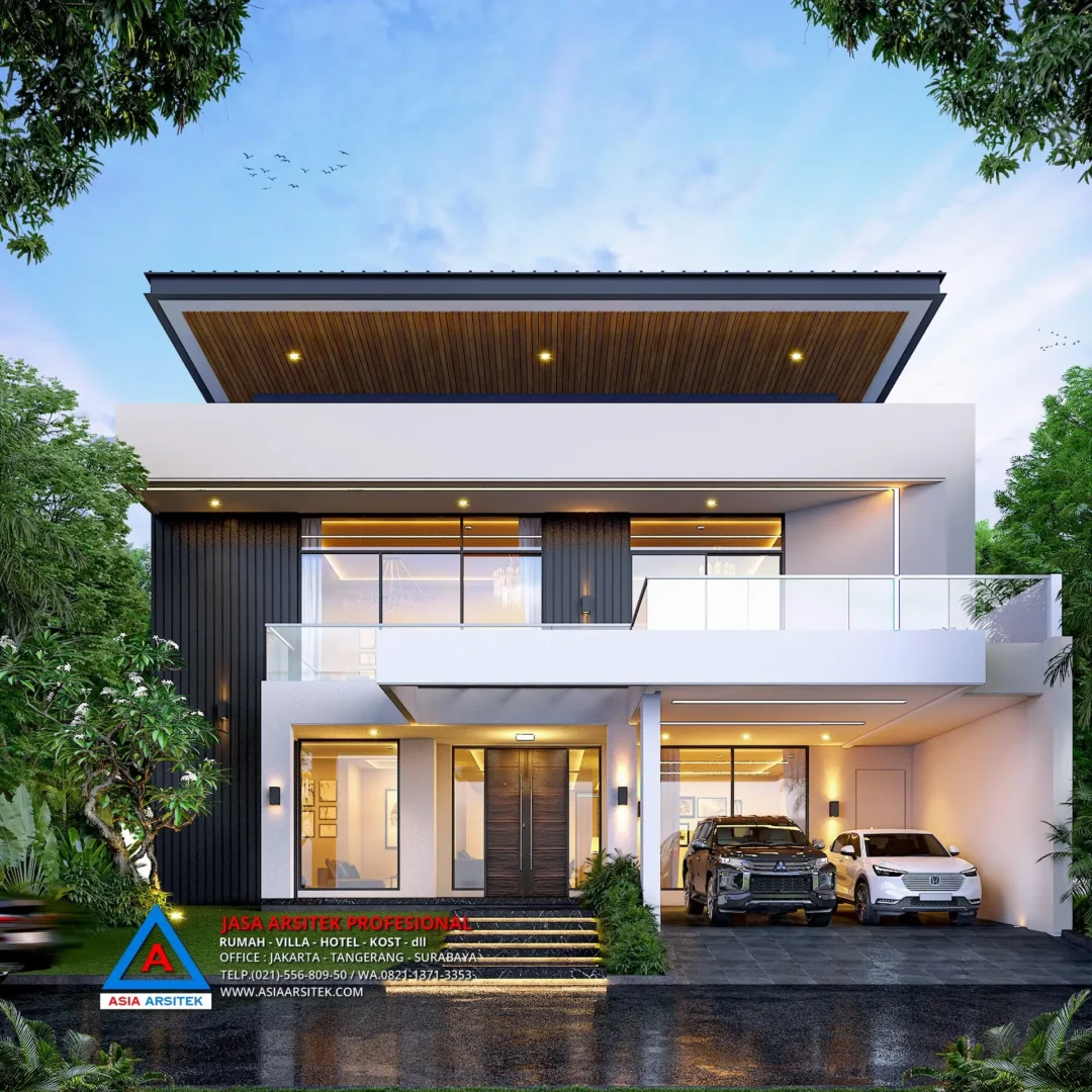 Tampak Depan Jasa Arsitek Desain Rumah Minimalis 2 Lantai di Cibubur, jasa desain rumah, jasa arsitek rumah, jasa desain rumah cibubur, jasa arsitek cibubur, jasa arsitek rumah cibubur, jasa desain arsitek