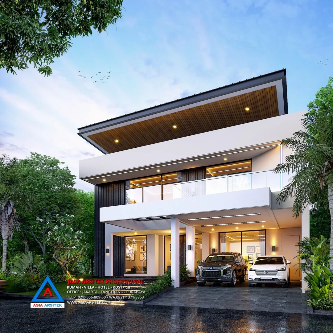 View Depan Kanan Jasa Arsitek Desain Rumah Minimalis 2 Lantai di Cibubur, jasa desain rumah, jasa arsitek rumah, jasa desain rumah cibubur, jasa arsitek cibubur, jasa arsitek rumah cibubur, jasa desain arsitek