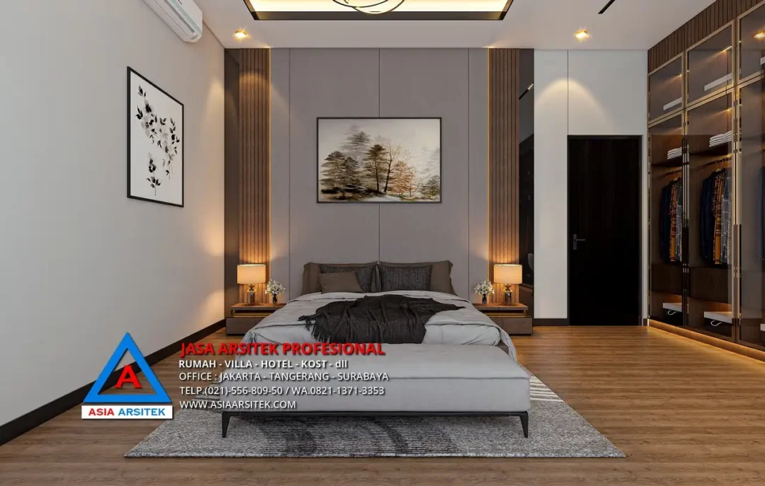 VIew Kamar Utama Jasa Arsitek Desain Rumah Minimalis 2 Lantai di Cibubur, jasa desain rumah, jasa arsitek rumah, jasa desain rumah cibubur, jasa arsitek cibubur, jasa arsitek rumah cibubur, jasa desain arsitek