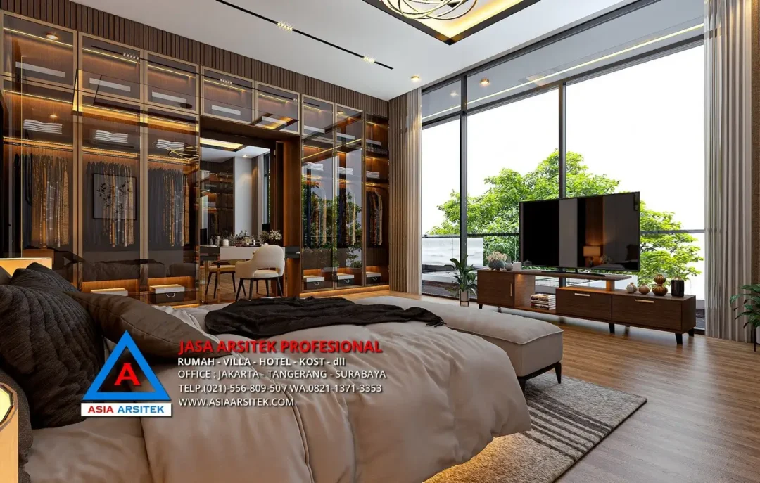 Ruang TV Kamar Utama Jasa Arsitek Desain Rumah Minimalis 2 Lantai di Cibubur, jasa desain rumah, jasa arsitek rumah, jasa desain rumah cibubur, jasa arsitek cibubur, jasa arsitek rumah cibubur, jasa desain arsitek