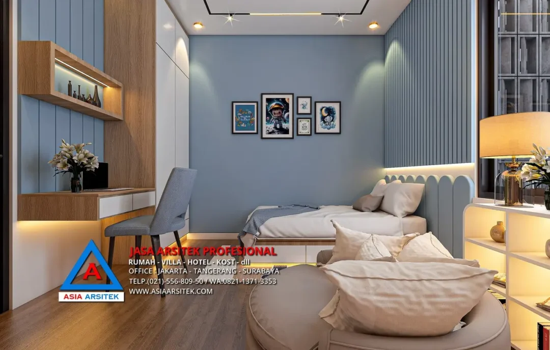 kamar anak Jasa Arsitek Desain Rumah Modern 2 Lantai di BSD, jasa desain rumah, jasa arsitek rumah, jasa desain interior, jasa desain rumah BSD, jasa arsitek rumah BSD, jasa arsitek BSD 