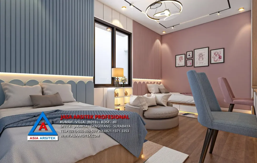 kamar tidur anak Jasa Arsitek Desain Rumah Modern 2 Lantai di BSD, jasa desain rumah, jasa arsitek rumah, jasa desain interior, jasa desain rumah BSD, jasa arsitek rumah BSD, jasa arsitek BSD 