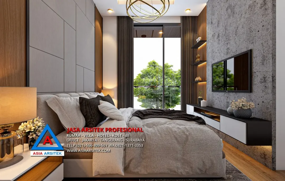 kamar utama Jasa Arsitek Desain Rumah Modern 2 Lantai di BSD, jasa desain rumah, jasa arsitek rumah, jasa desain interior, jasa desain rumah BSD, jasa arsitek rumah BSD, jasa arsitek BSD 