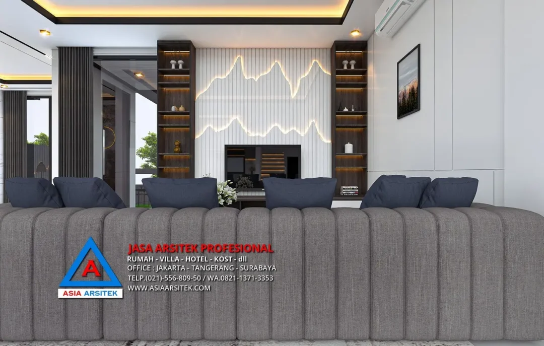 ruang keluarga Jasa Arsitek Desain Rumah Modern 3 Lantai di Pekanbaru Riau, jasa desain rumah, jasa arsitek rumah, jasa desain interior, jasa desain rumah Pekanbaru, jasa arsitek rumah Pekanbaru, jasa arsitek Pekanbaru 