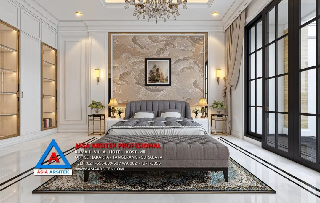 kamar tidur utama Jasa Desain Rumah Tropis 2 Lantai di Cipayung Jakarta Timur, jasa desain rumah, jasa arsitek rumah, jasa desain interior, jasa desain rumah Jakarta Timur, jasa arsitek rumah Jakarta Timur, jasa arsitek Jakarta Timur