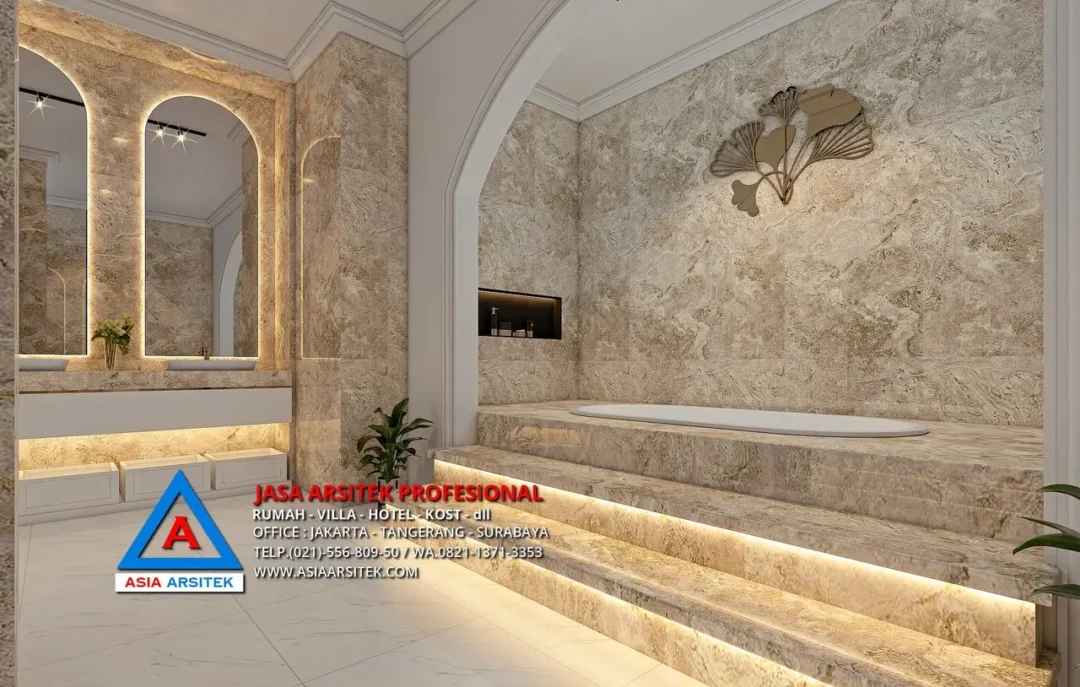 kamar mandi utama Jasa Desain Rumah Tropis 2 Lantai di Cipayung Jakarta Timur, jasa desain rumah, jasa arsitek rumah, jasa desain interior, jasa desain rumah Jakarta Timur, jasa arsitek rumah Jakarta Timur, jasa arsitek Jakarta Timur