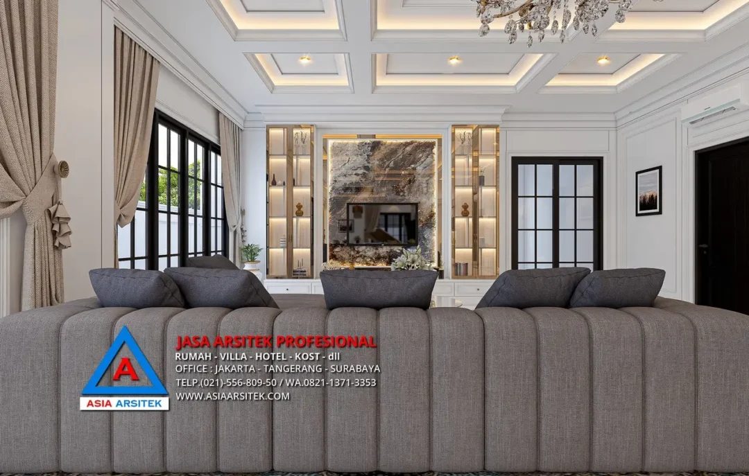 ruang keluarga Jasa Desain Rumah Tropis 2 Lantai di Cipayung Jakarta Timur, jasa desain rumah, jasa arsitek rumah, jasa desain interior, jasa desain rumah Jakarta Timur, jasa arsitek rumah Jakarta Timur, jasa arsitek Jakarta Timur