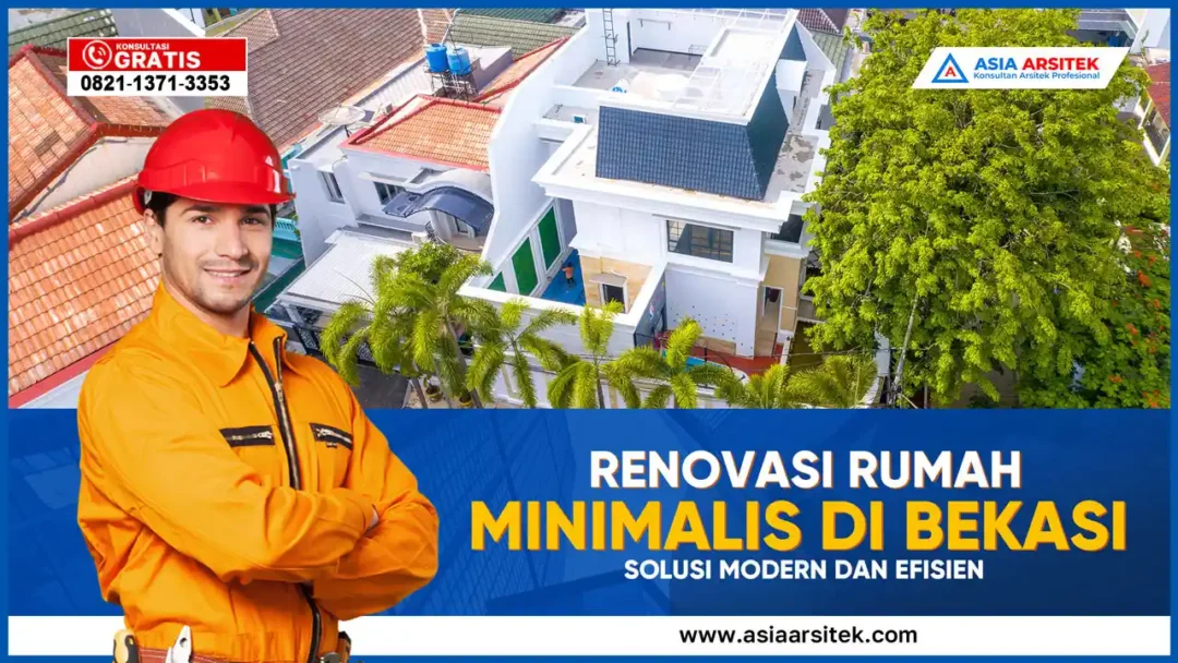 Renovasi Rumah Minimalis di Bekasi – Tampak depan rumah minimalis dua lantai hasil renovasi modern dengan tampilan simpel dan elegan di area Bekasi.