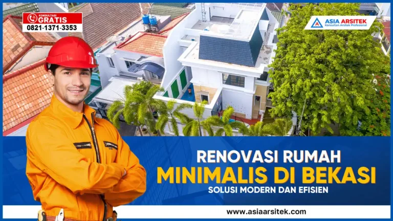 Renovasi Rumah Minimalis di Bekasi – Tampak depan rumah minimalis dua lantai hasil renovasi modern dengan tampilan simpel dan elegan di area Bekasi.