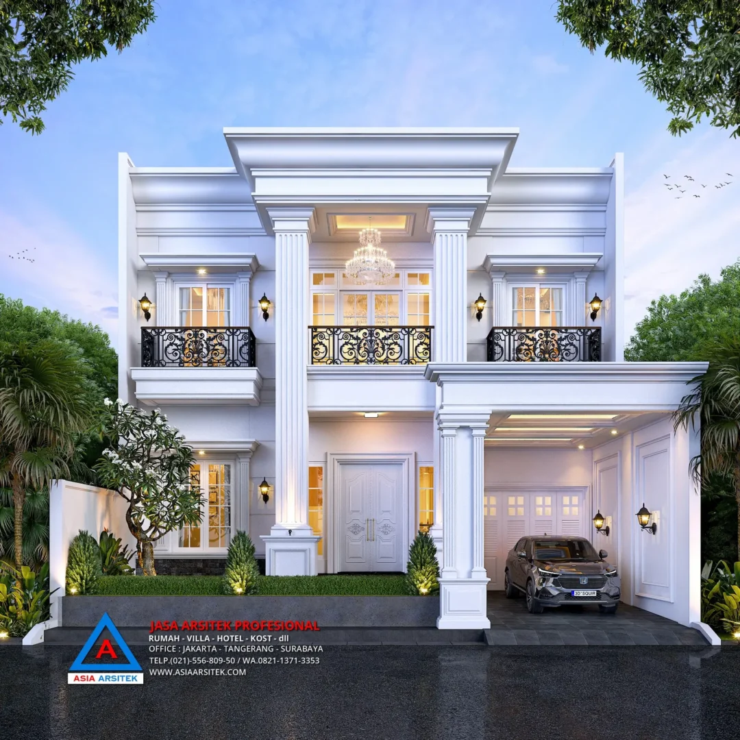 tampak depan tanpa pagar Jasa Arsitek Desain Rumah Klasik 2 Lantai di Kebon Jeruk Jakarta Barat, jasa desain rumah, jasa arsitek rumah, jasa desain interior, jasa desain rumah Jakarta Barat, jasa arsitek rumah Jakarta Barat, jasa arsitek Jakarta Barat