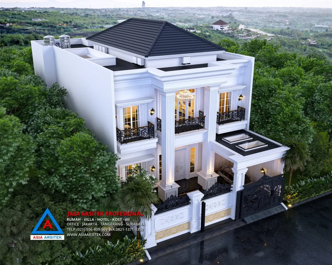 tampak atas rumah Jasa Arsitek Desain Rumah Klasik 2 Lantai di Kebon Jeruk Jakarta Barat, jasa desain rumah, jasa arsitek rumah, jasa desain interior, jasa desain rumah Jakarta Barat, jasa arsitek rumah Jakarta Barat, jasa arsitek Jakarta Barat