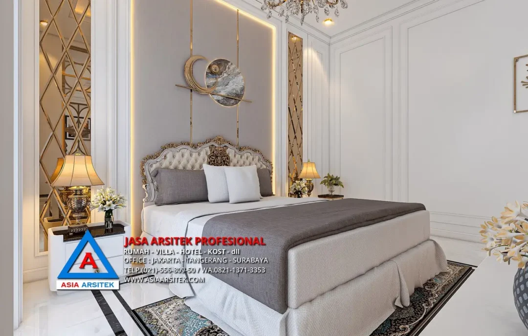 kamar tidur Jasa Arsitek Desain Rumah Klasik 2 Lantai di Kebon Jeruk Jakarta Barat, jasa desain rumah, jasa arsitek rumah, jasa desain interior, jasa desain rumah Jakarta Barat, jasa arsitek rumah Jakarta Barat, jasa arsitek Jakarta Barat 